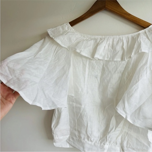 NWT We The Free Free People Puff flutter Sleeve 100% Linen Button Up blouse | S - Picture 12 of 12